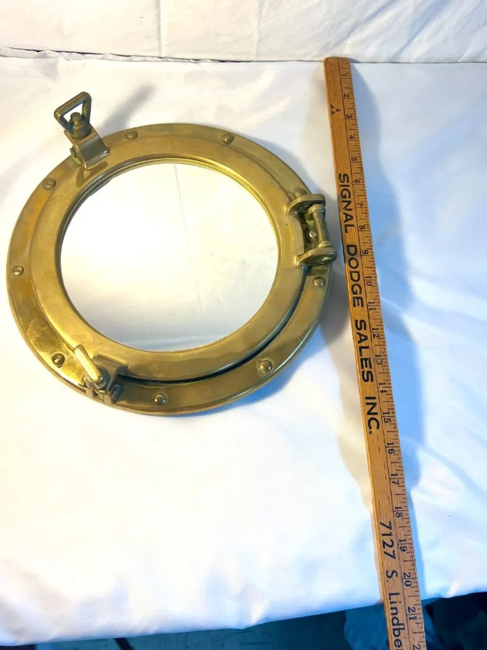 Brass Ship Porthole Mirror Nautical Maritime Hinged Wall Decor - B4